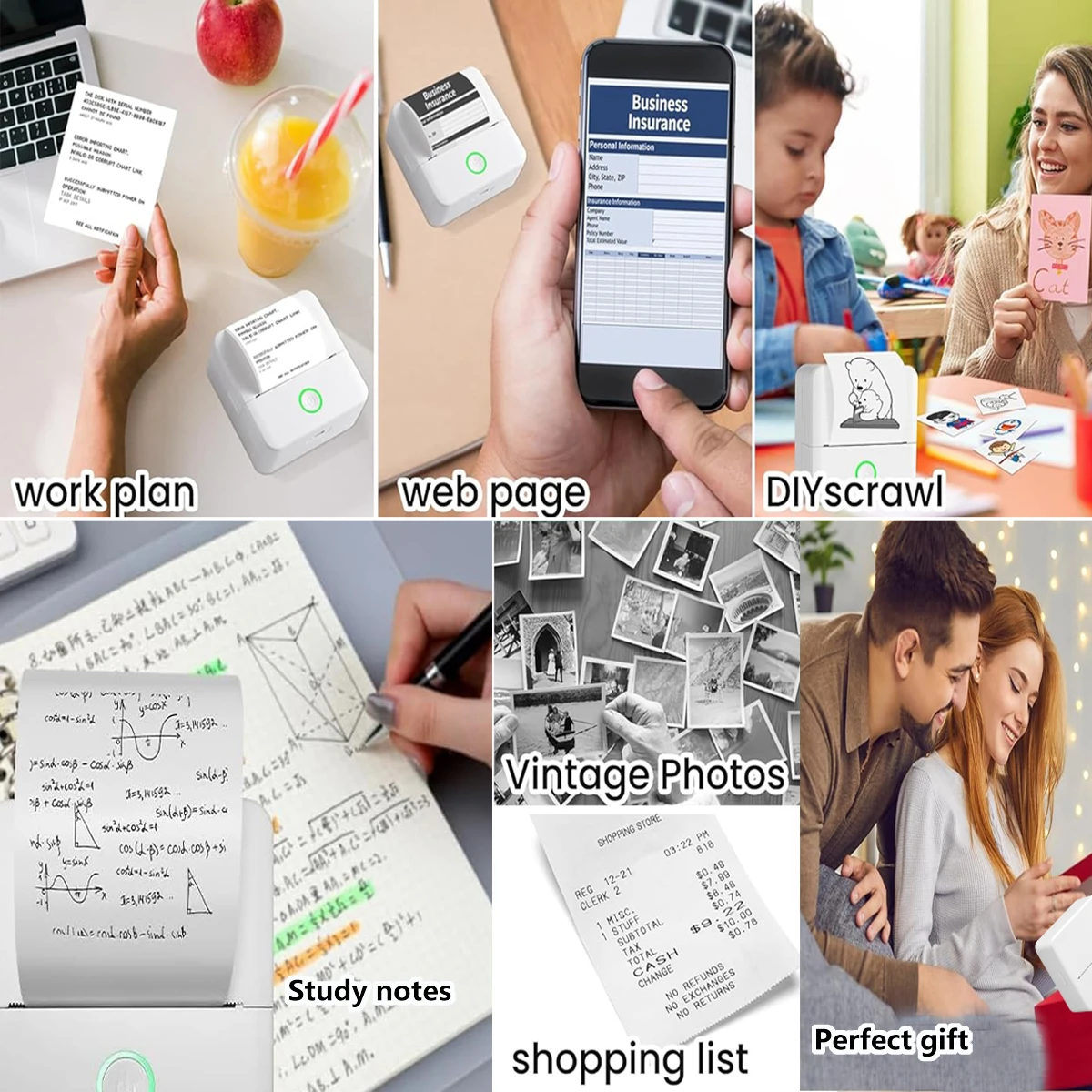 Mini Printer, Ink less Sticker Maker, Photo Journal Notes Memo