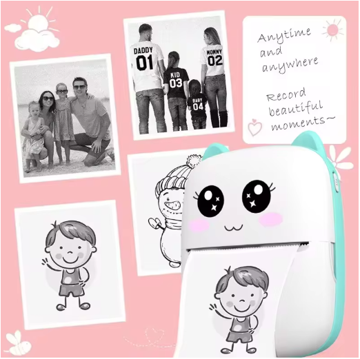 Mini Printer, Ink less Sticker Maker, Photo Journal Notes Memo