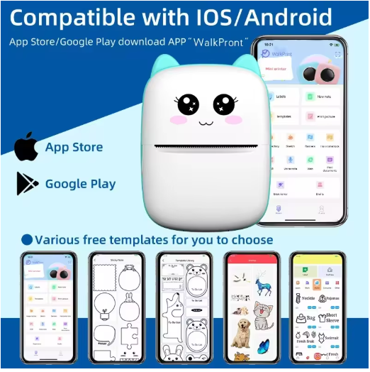Mini Printer, Ink less Sticker Maker, Photo Journal Notes Memo